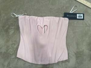 White Fox Baby Pink Strapless Corset Bustier Top XS Heart Cutout Y2K NWT